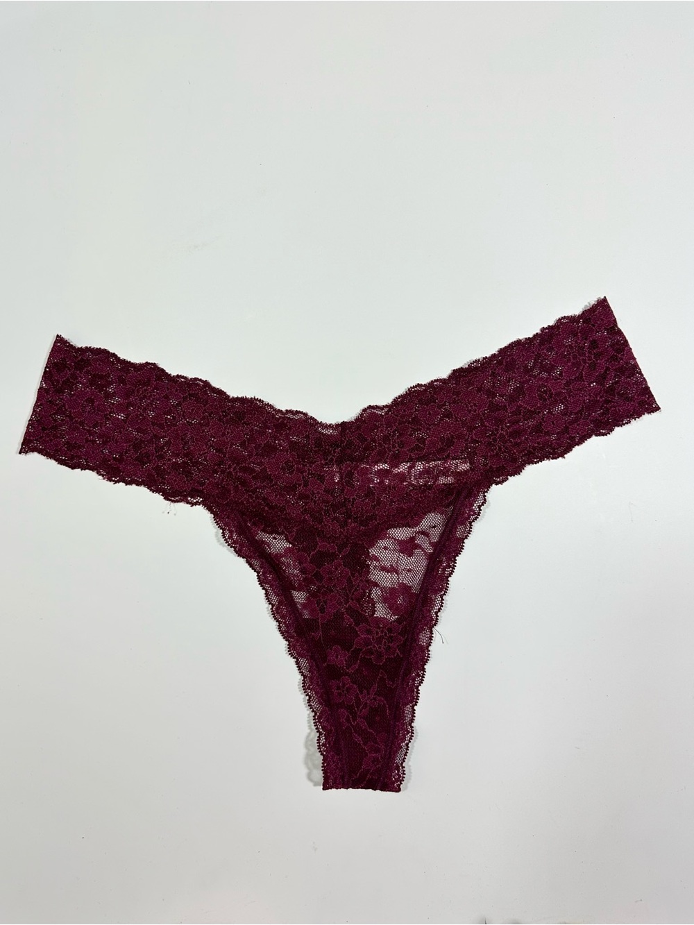 Victoria’s Secret Burgundy Lace Thong Panty – Floral Lace